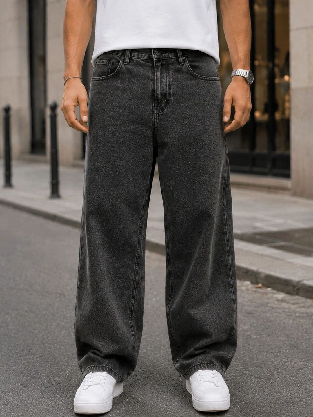 DENIM HAWK Men Classic Straight Fit Mid-Rise Printed Stretchable Jeans thumbnail 3
