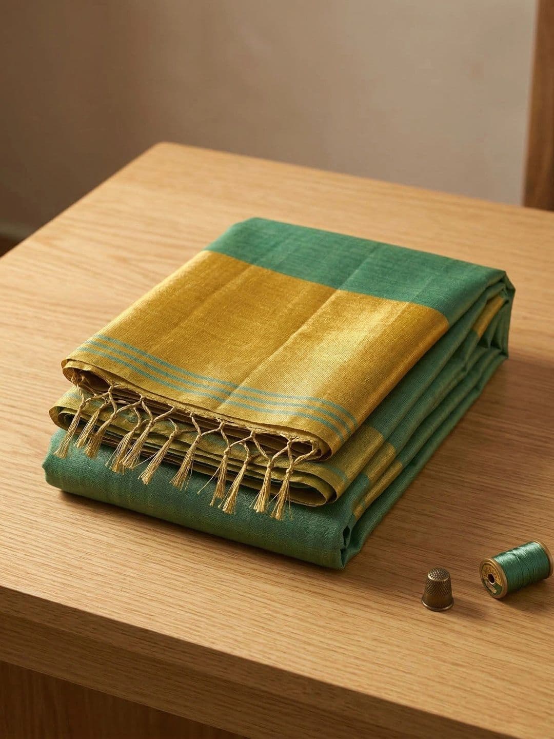 Mitera Striped Tissue Saree thumbnail 5