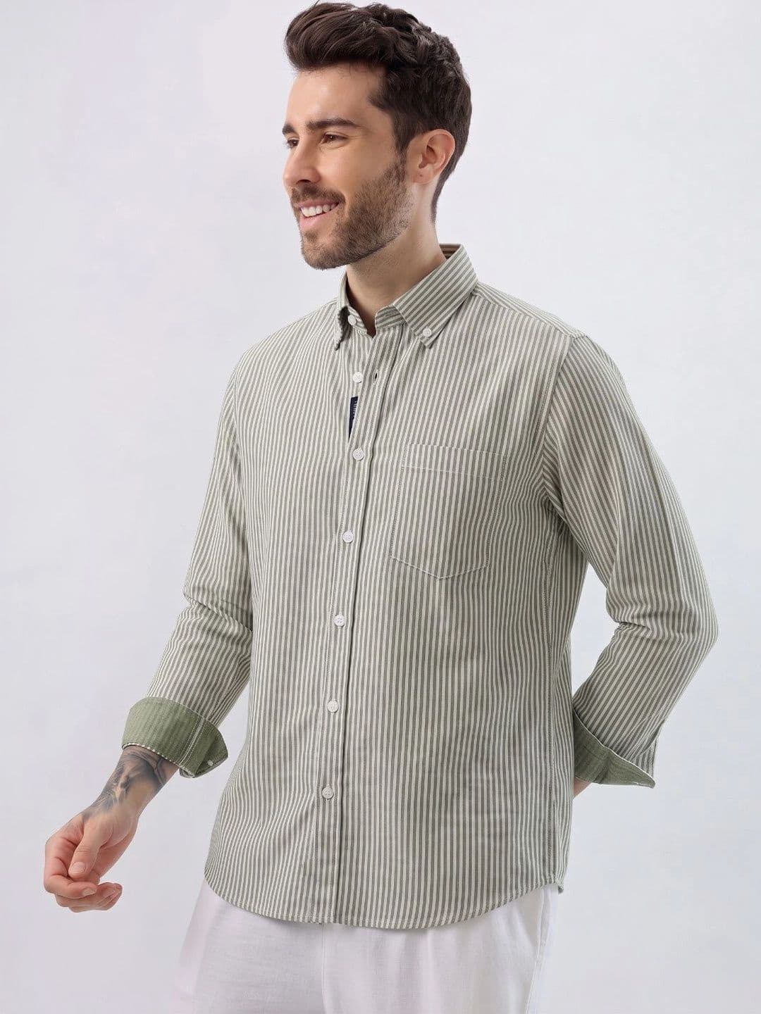 HENSHIKA Men Standard Striped Casual Shirt thumbnail 2