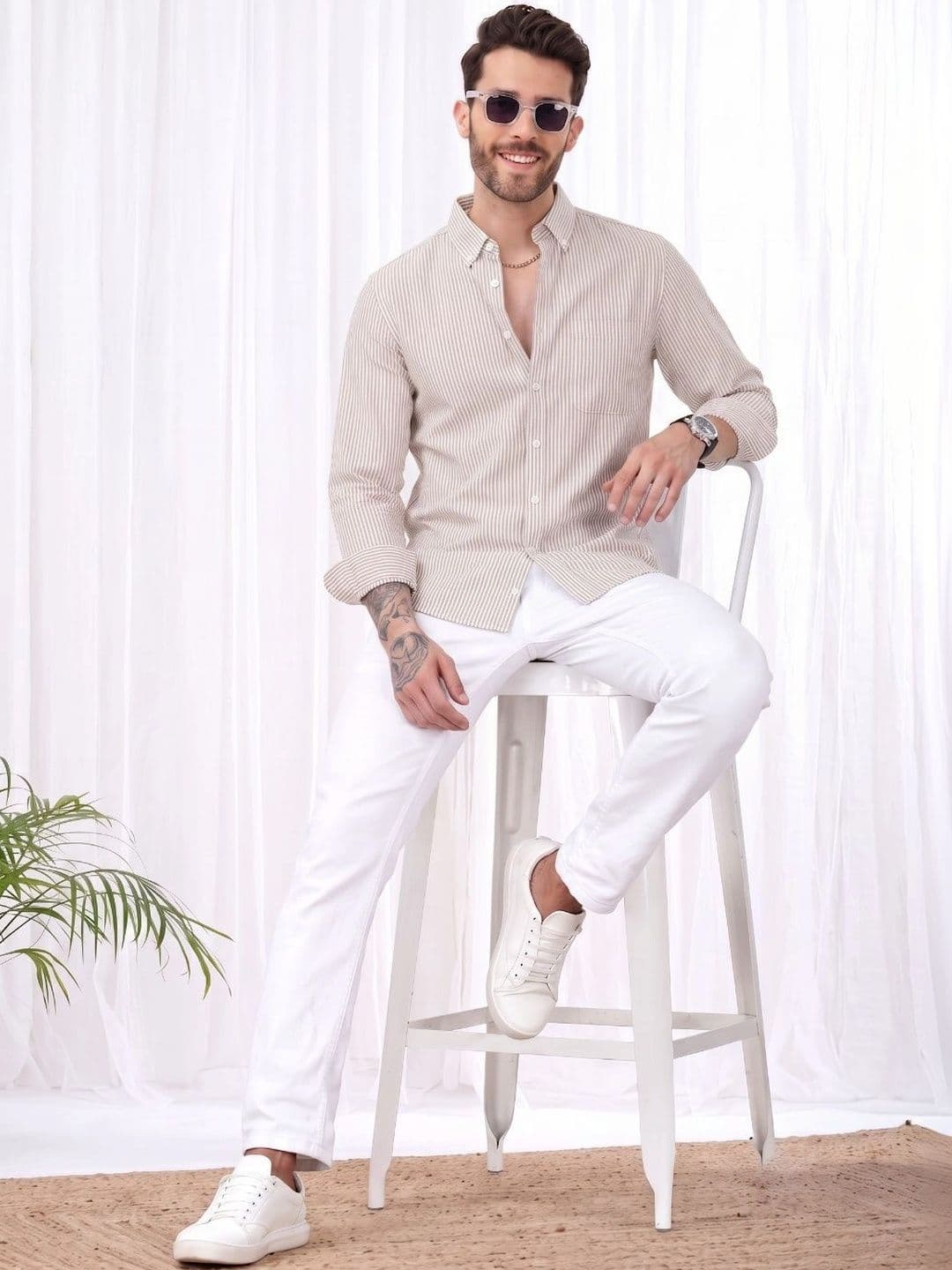 HENSHIKA Men Standard Striped Casual Shirt thumbnail 2