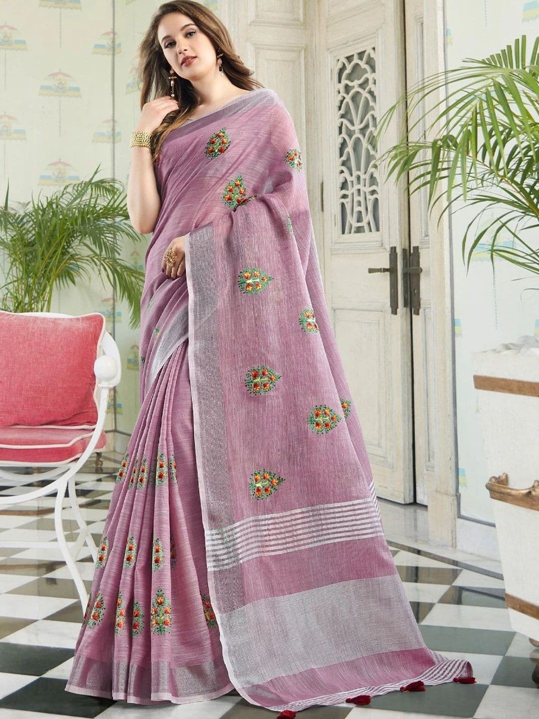 Mitera Woven Design Linen Blend Saree - view 1