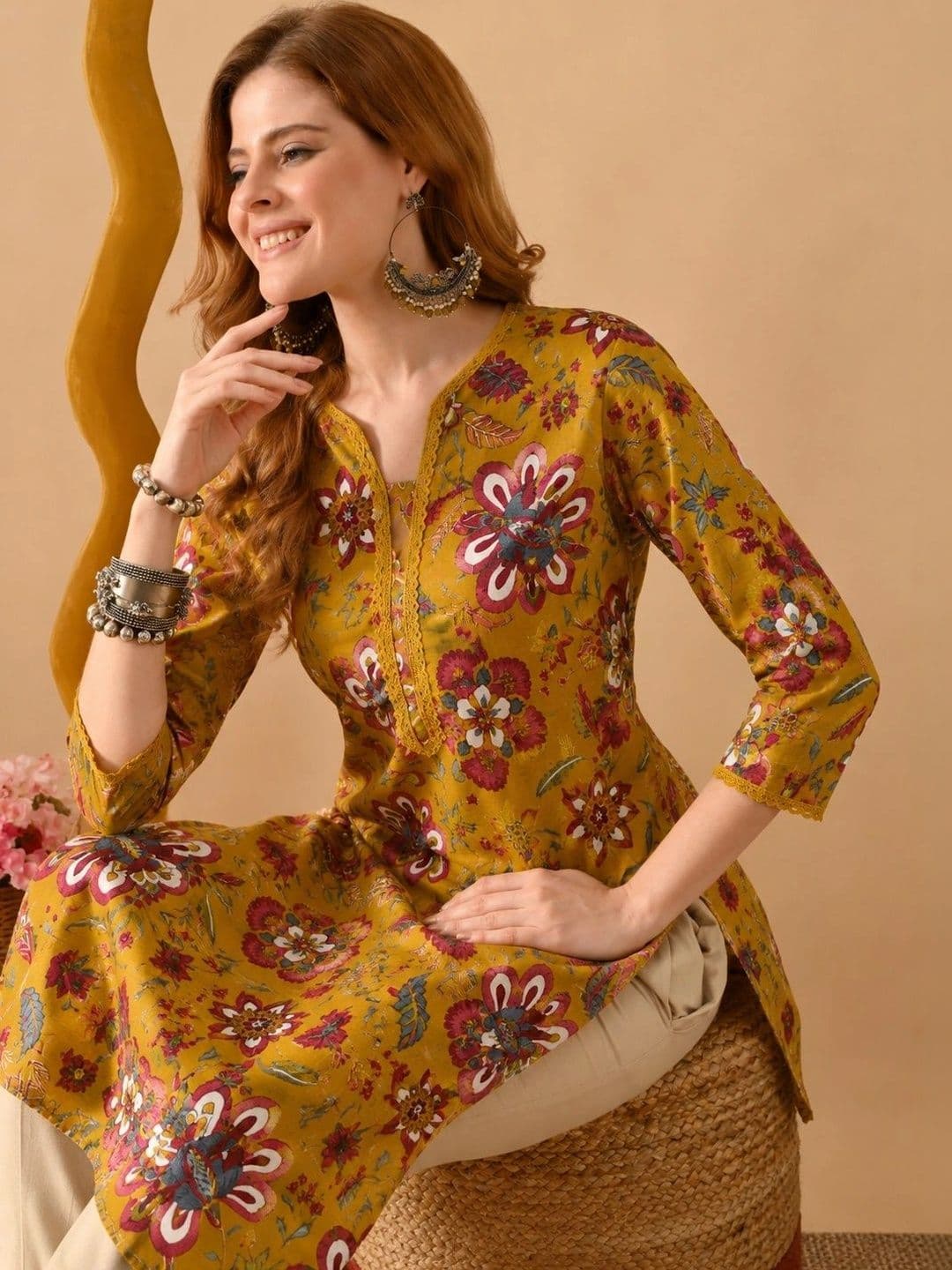 PHYSIL Women Floral Printed Floral Kurta thumbnail 3