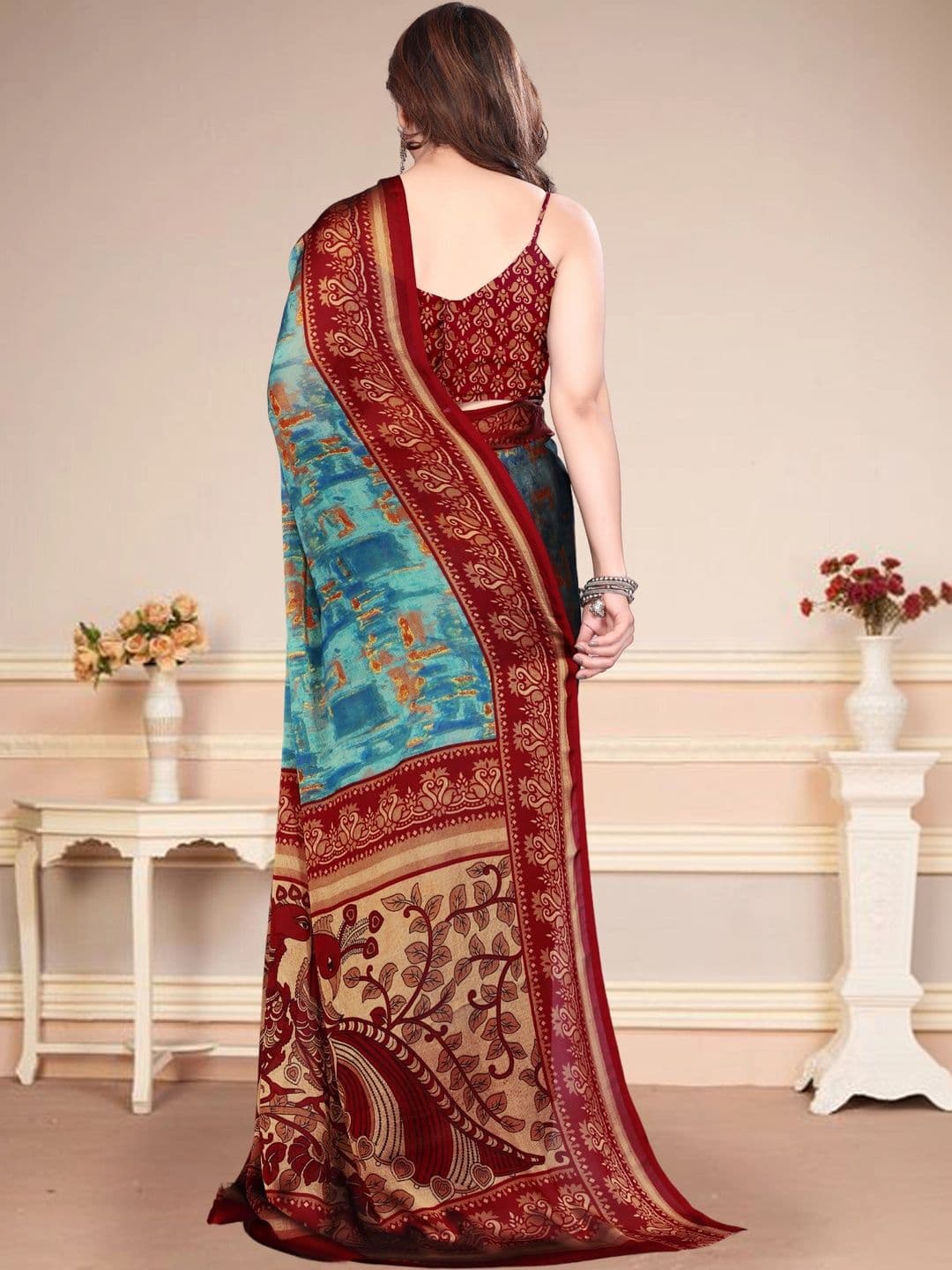 BOLOKA Poly Georgette Designer Saree thumbnail 2