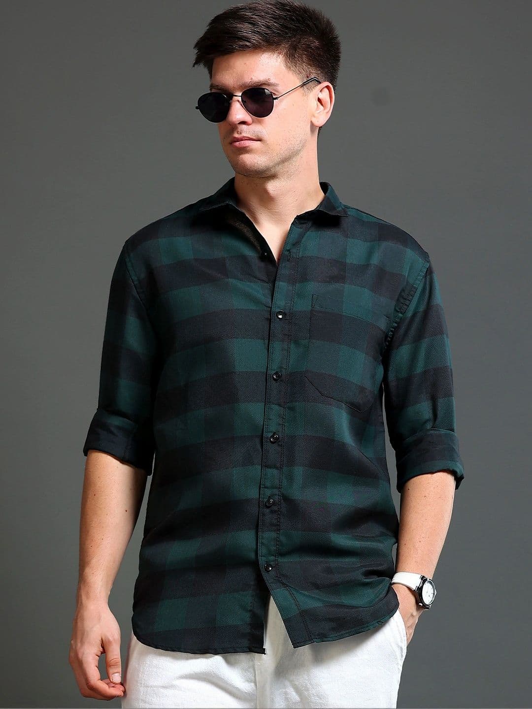TOM MACKLER Men Classic Slim Fit Buffalo Checks Checked Casual Shirt - view 1