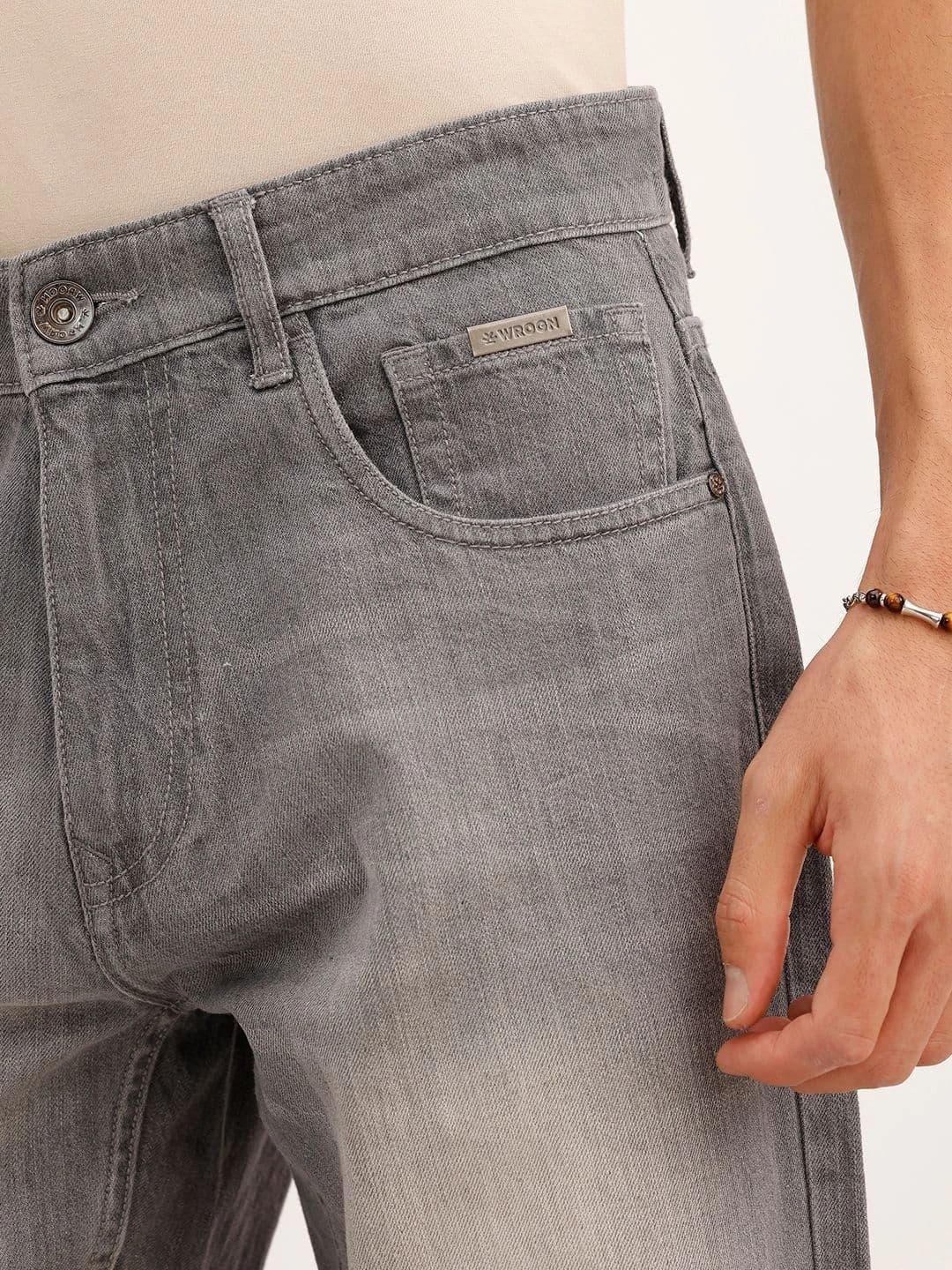 WROGN Men Anti Relaxed Fit Mid-Rise Light Fade Stretchable Jeans thumbnail 2