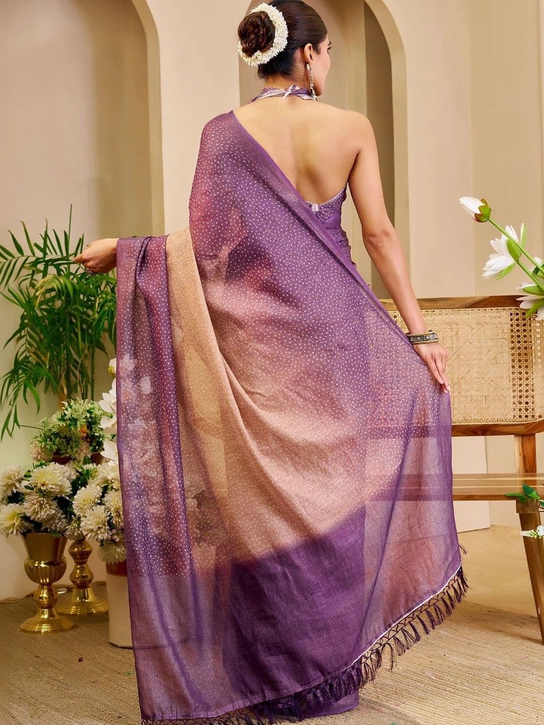 ZAMUNA Ombre Tissue Designer Bhagalpuri Saree thumbnail 6