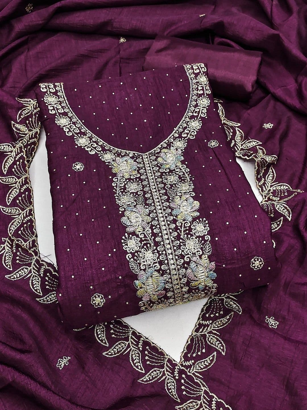 TAVAS Embroidered Pure Cotton Unstitched Dress Material thumbnail 3