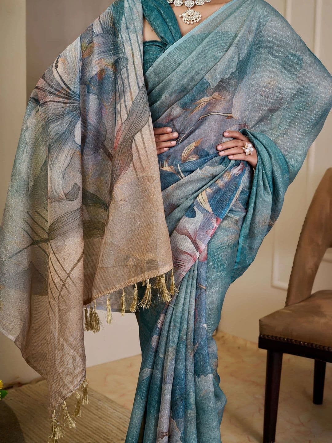 SAIYAMORI Floral Pure Cotton Saree thumbnail 6