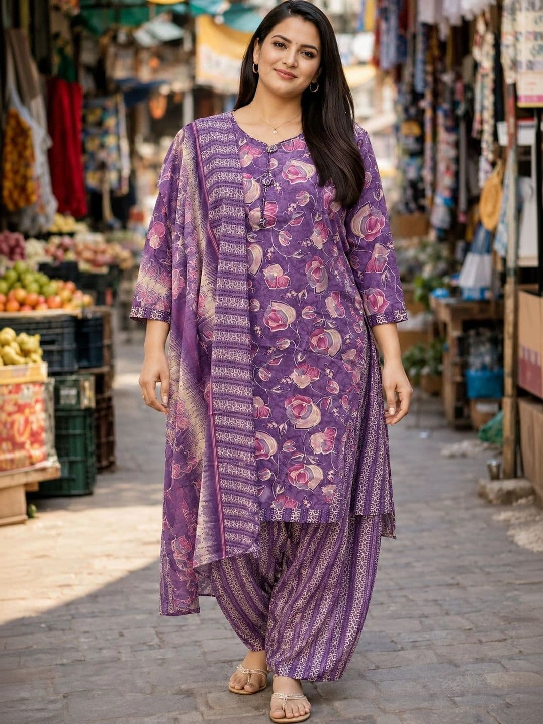 Aaradhya Fashion Women Floral Printed Regular Kurta with Patiala & With Dupatta - view 1