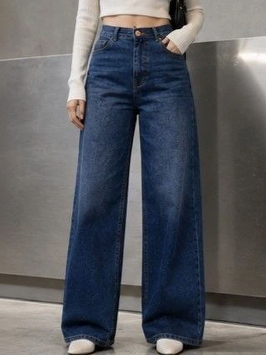 Shrutika Women Original Wide Leg High-Rise Light Fade Stretchable Jeans - view 1