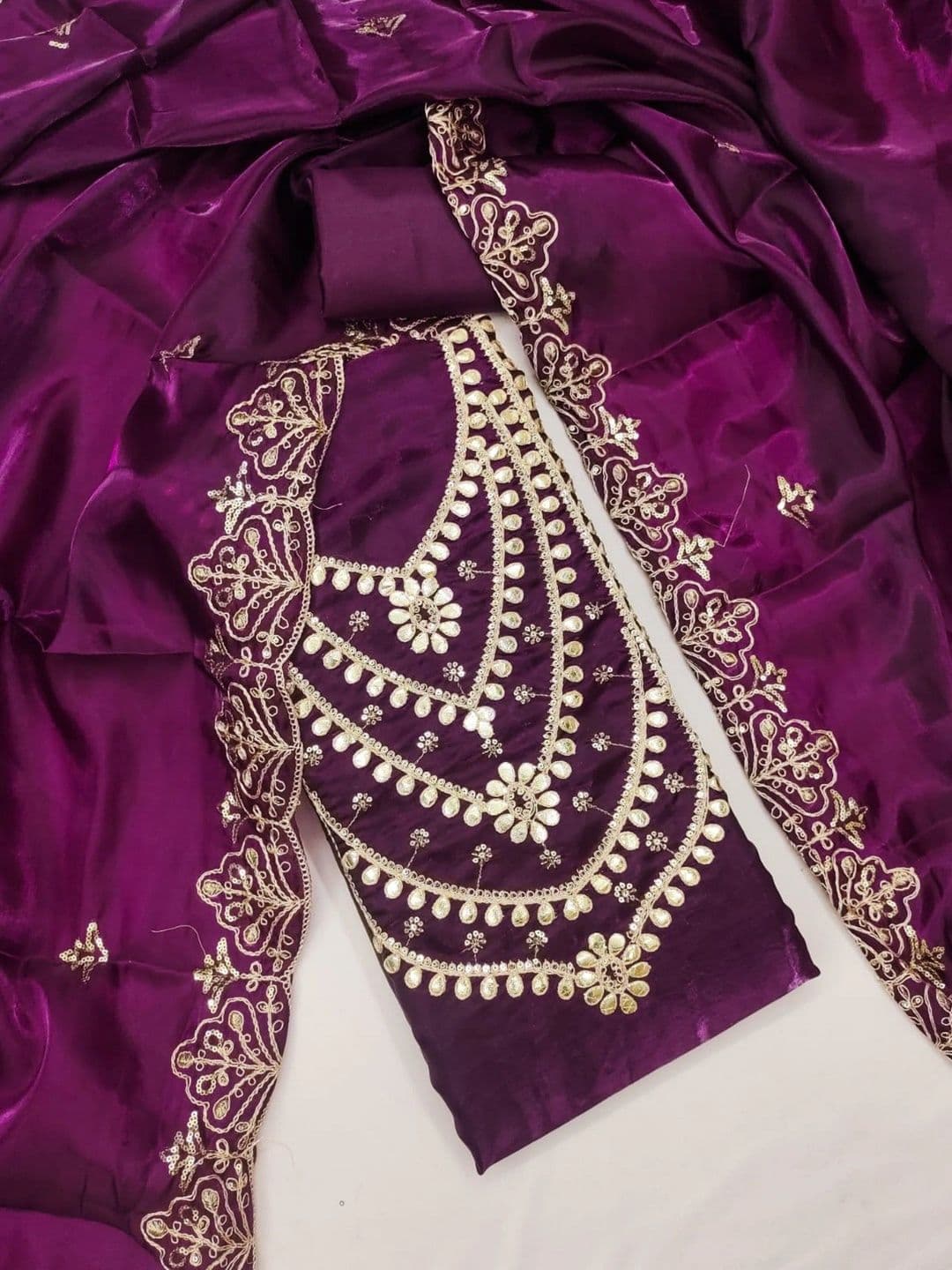 TAVAS Embroidered Pure Silk Unstitched Dress Material thumbnail 5