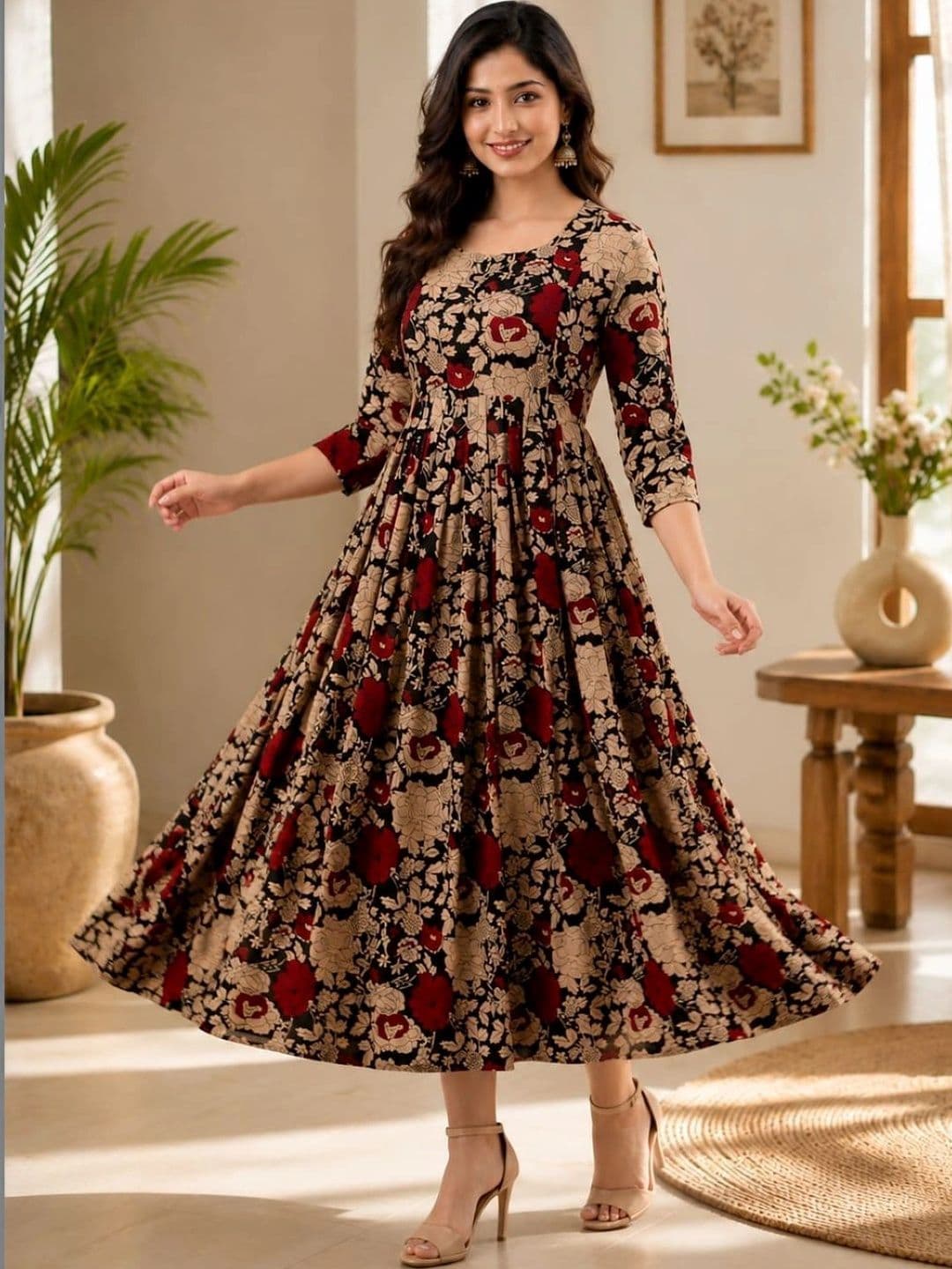 Pranati Enterprise Women Floral Printed Floral Anarkali Kurta thumbnail 5