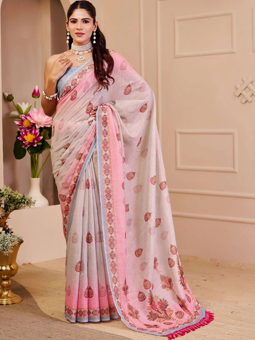 SAIYAMORI Paisley Pure Cotton Saree - view 1