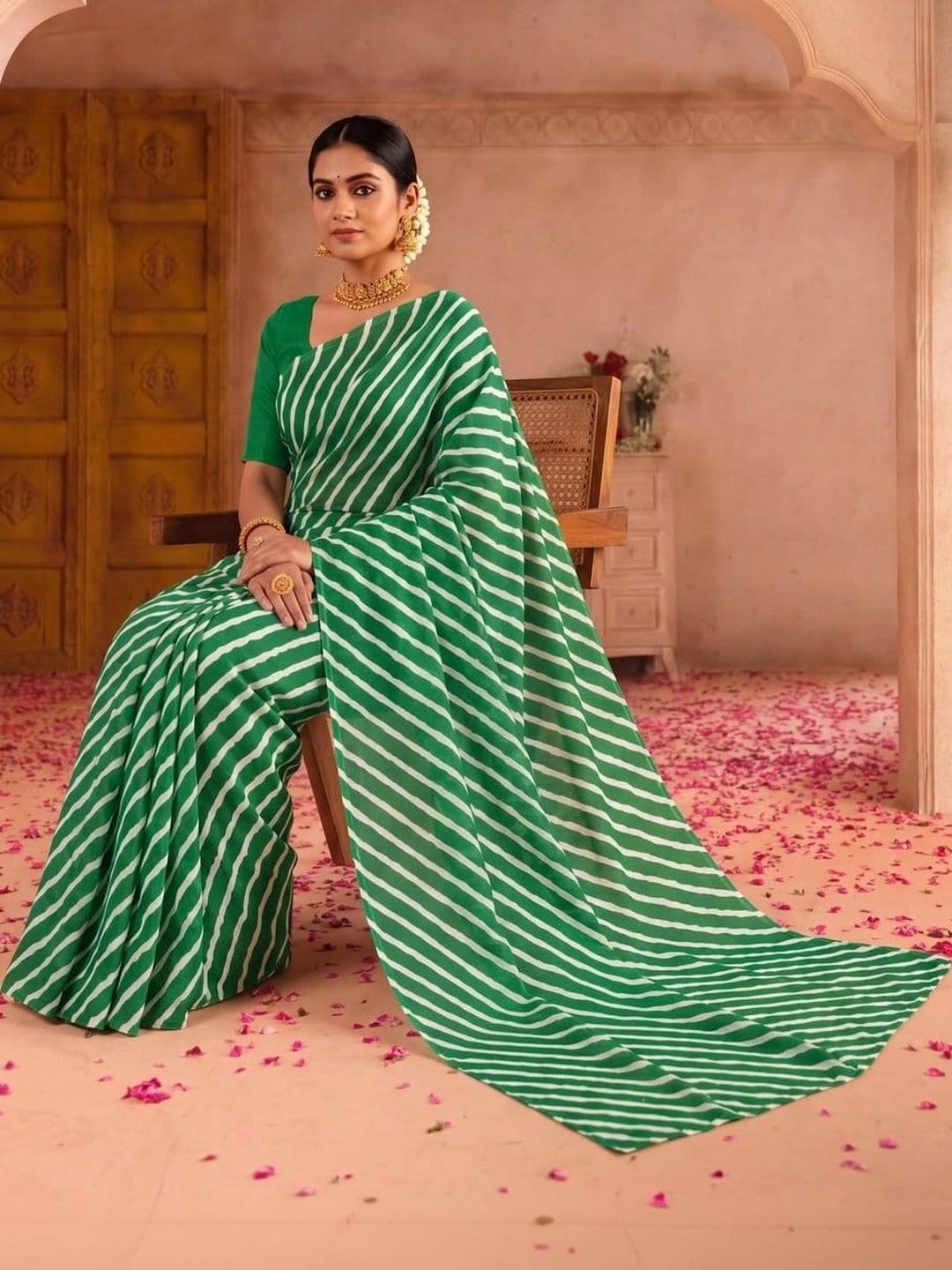 SAMANTHA Leheriya Poly Georgette Leheriya Saree thumbnail 7