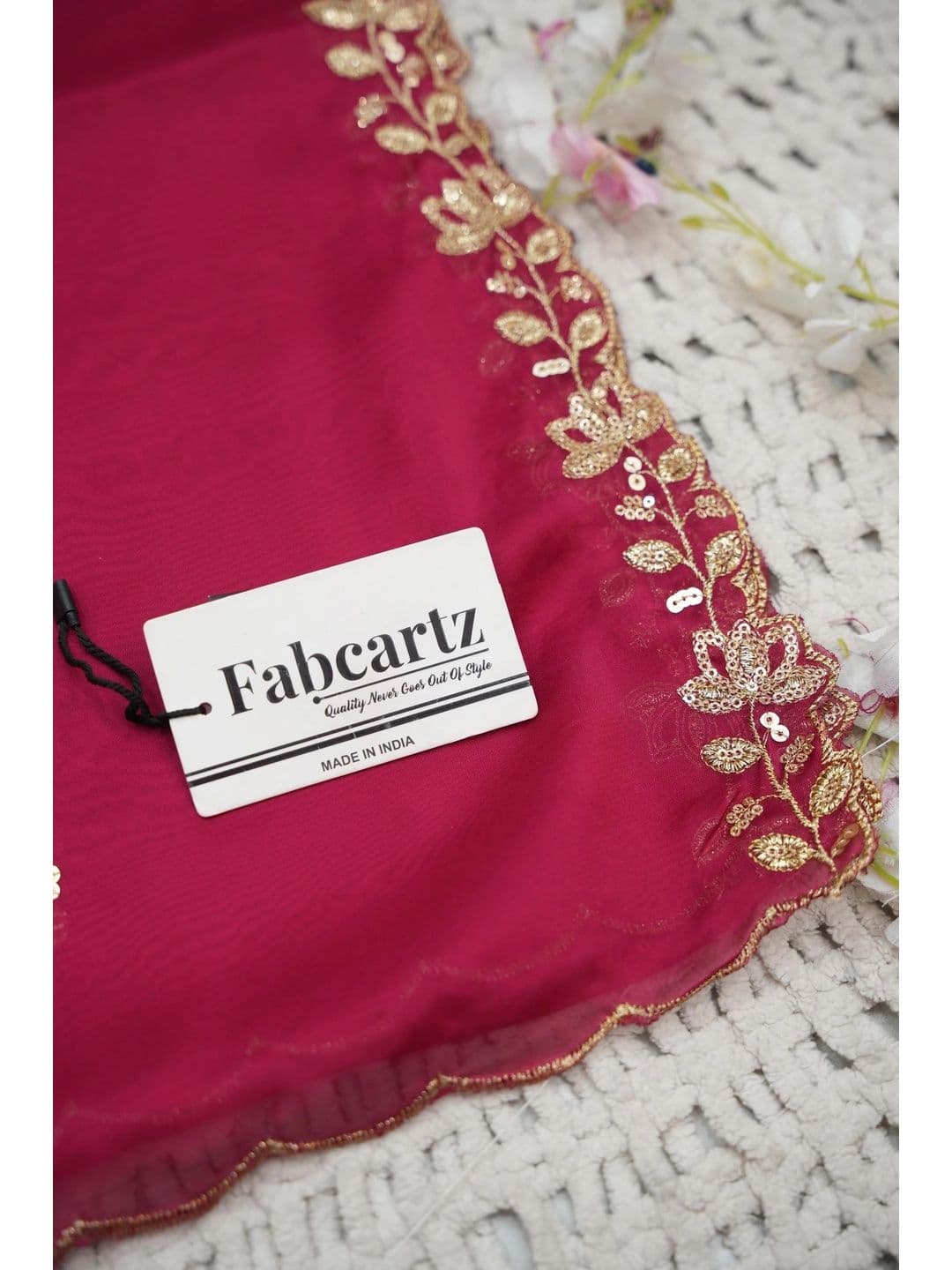 Fabcartz Sequinned Printed Silk Unstitched Lehenga & Blouse With Dupatta thumbnail 2