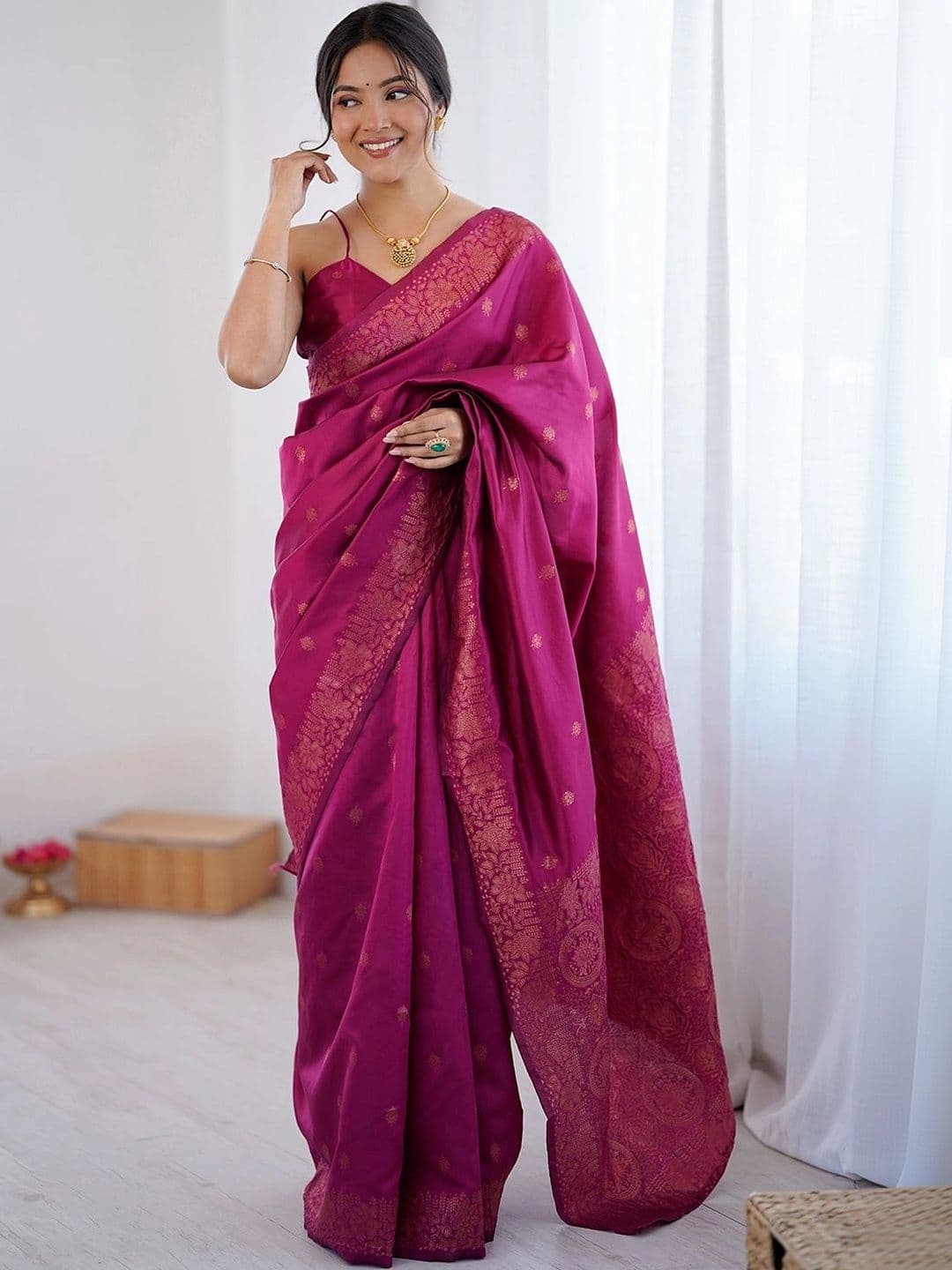 SANISA Woven Design Zari Silk Blend Saree - view 1