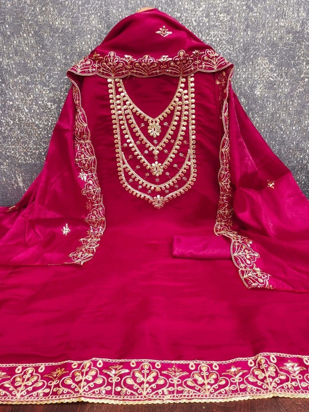 TAVAS Embroidered Pure Silk Unstitched Dress Material thumbnail 5