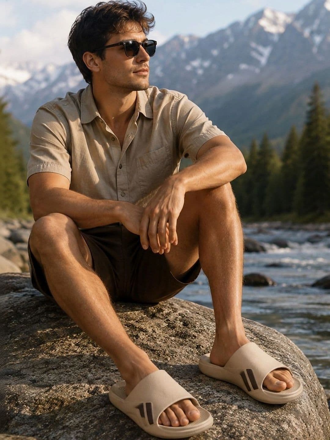 TRV Men Printed Sliders - view 1