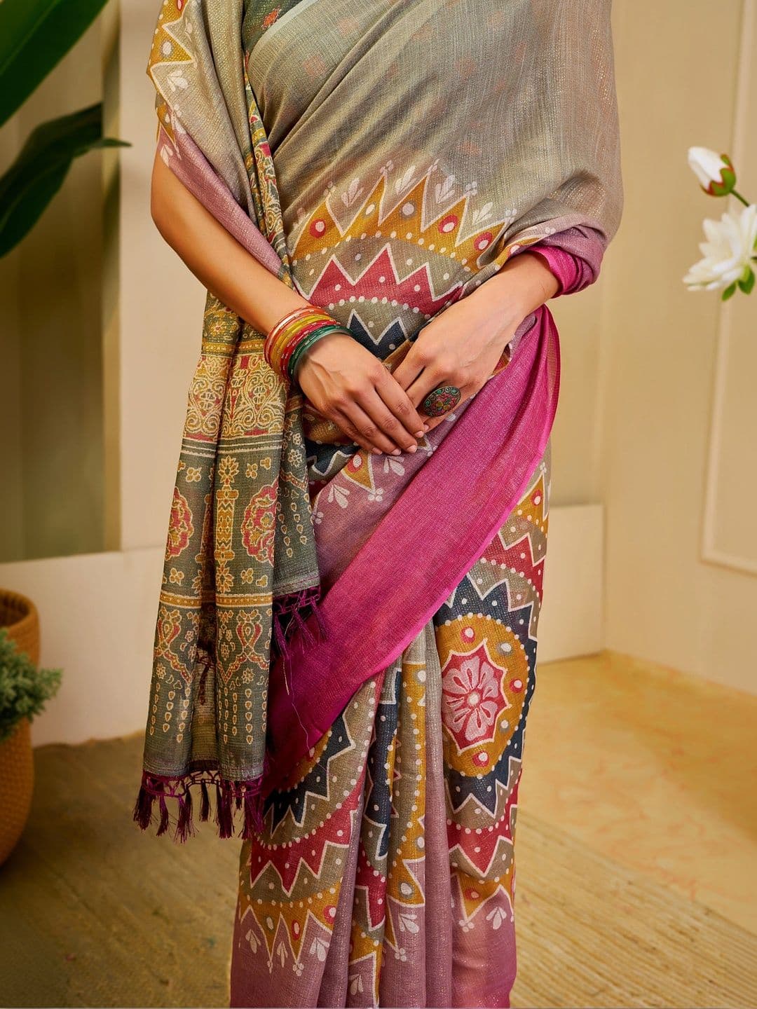SAIYAMORI Kalamkari Pure Cotton Saree thumbnail 2