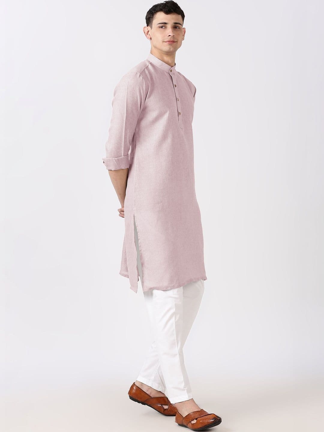 Anouk Men Cotton Linen Long Kurta thumbnail 2