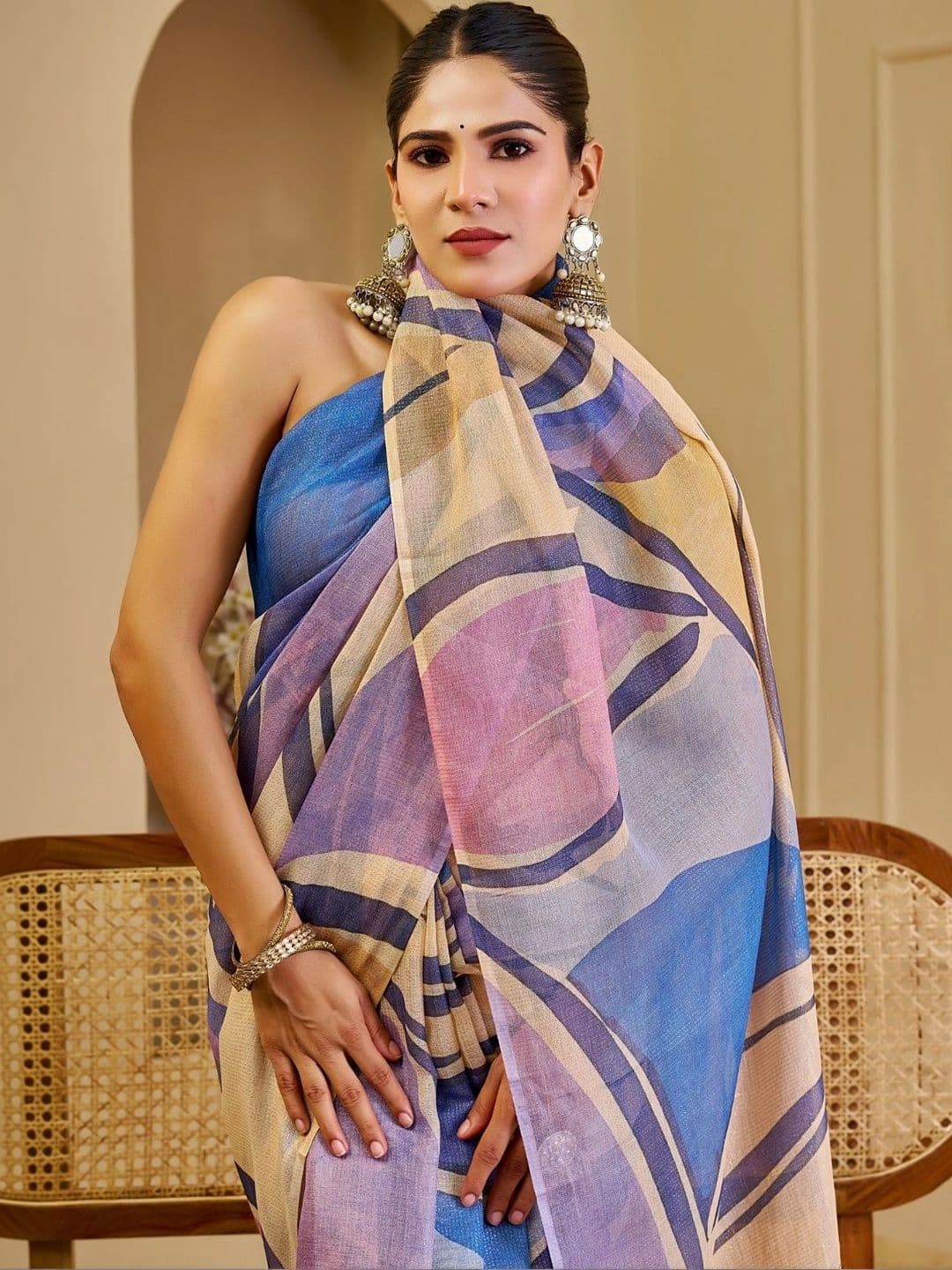 ZAMUNA Tissue Designer Bhagalpuri Saree thumbnail 5