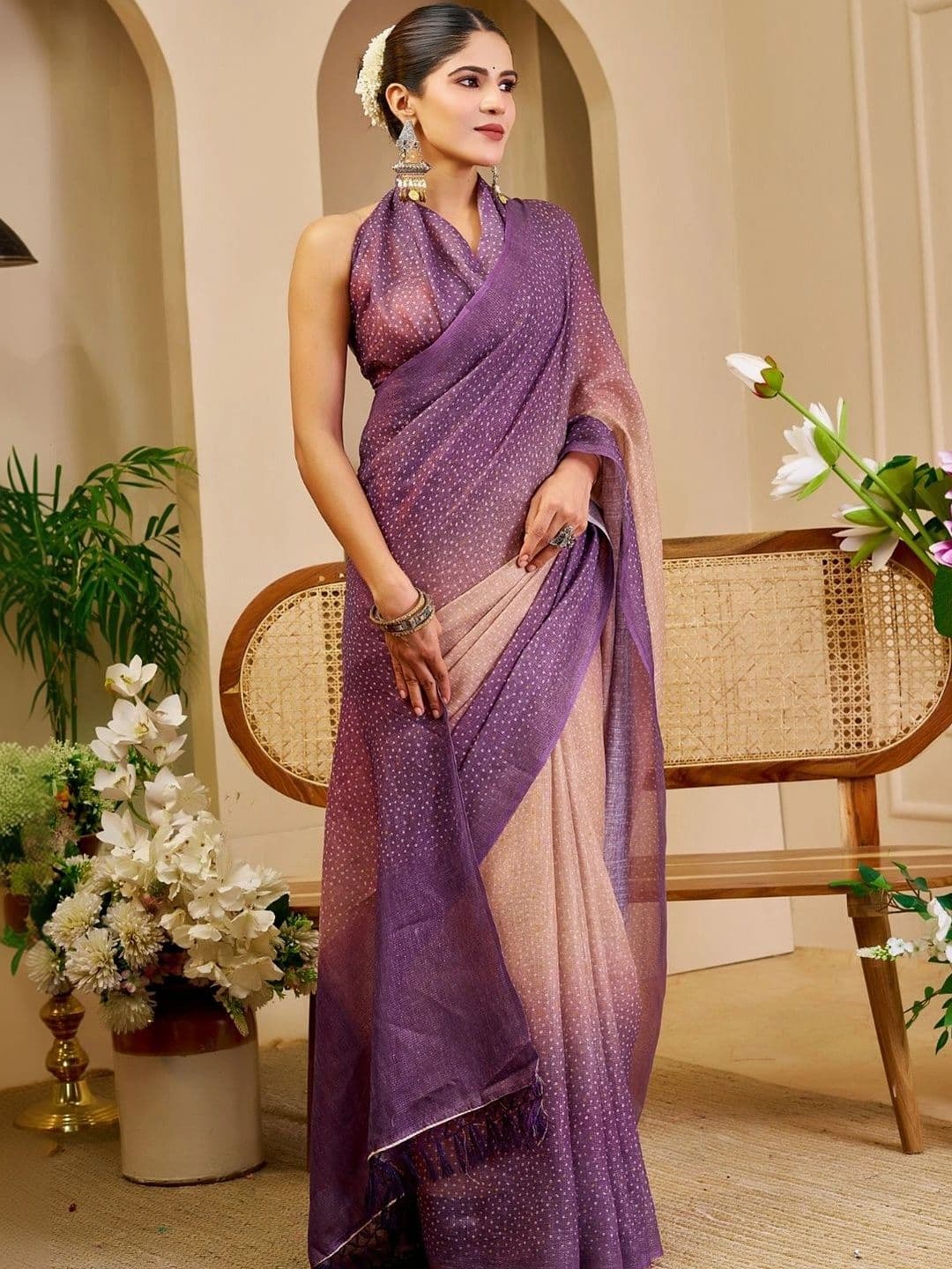 ZAMUNA Ombre Tissue Designer Bhagalpuri Saree thumbnail 4