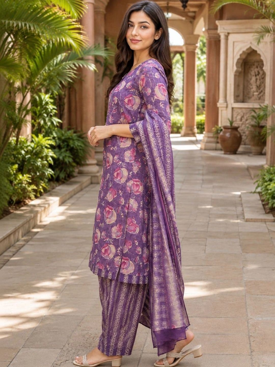 Moda Rapido Women Floral Printed Regular Kurta with Patiala & With Dupatta thumbnail 3