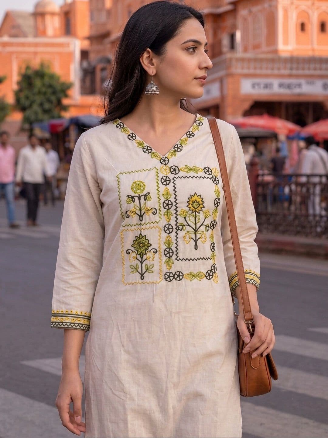 KALINI Women Ethnic Motifs Embroidered Regular Thread Work Kurta with Palazzos thumbnail 4