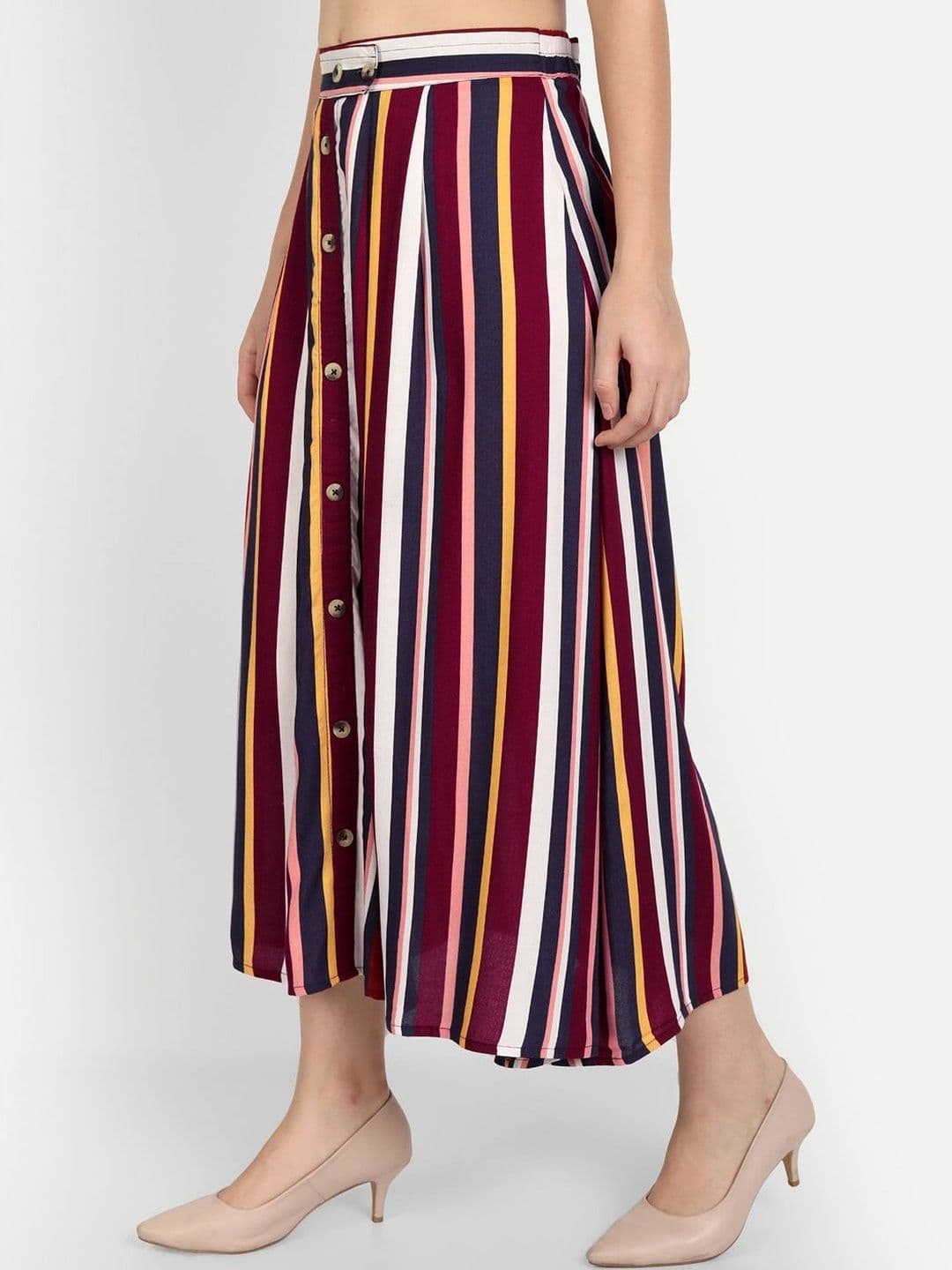 Aaruvi Ruchi Verma Women Striped Midi Flared Skirt thumbnail 3