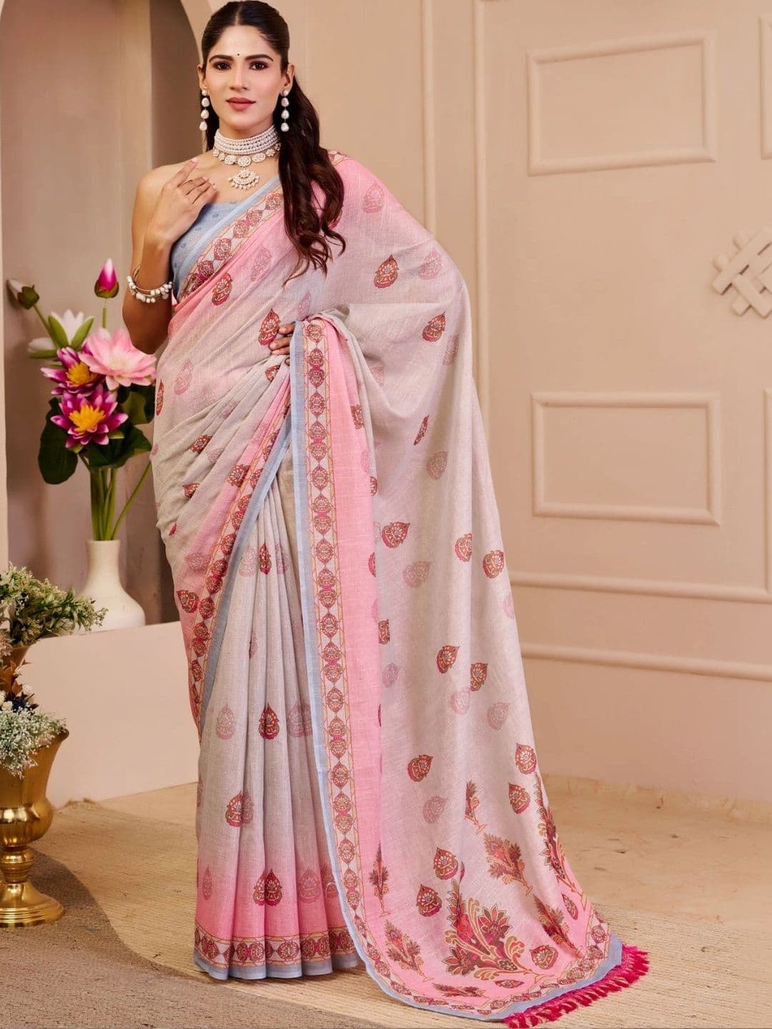 ZAMUNA Floral Tissue Designer Bhagalpuri Saree - view 1