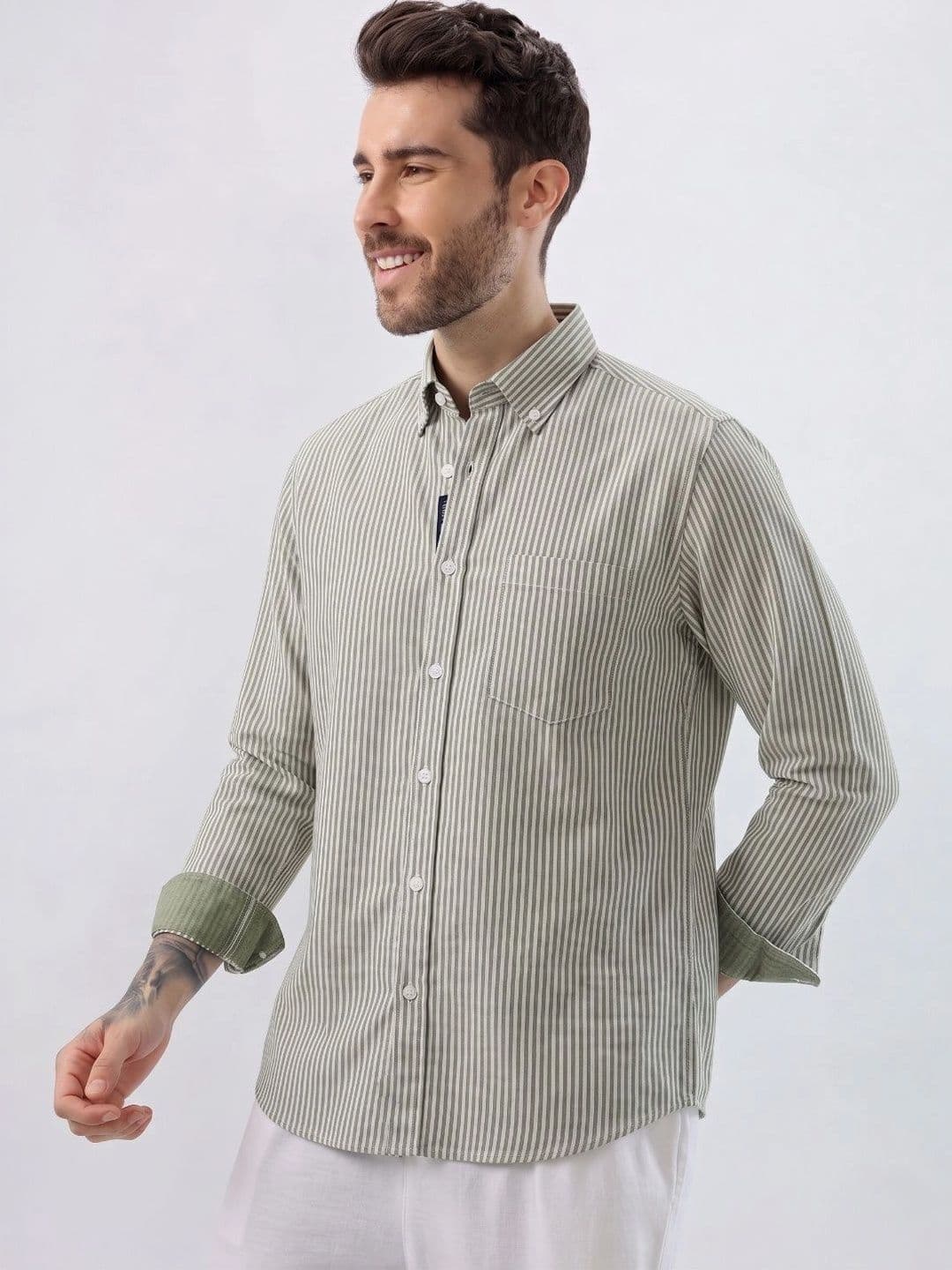 HENSHIKA Men Standard Striped Casual Shirt thumbnail 4