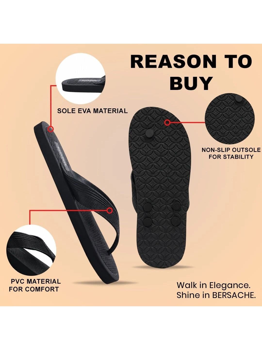 BERSACHE Men Thong Flip-Flops thumbnail 3