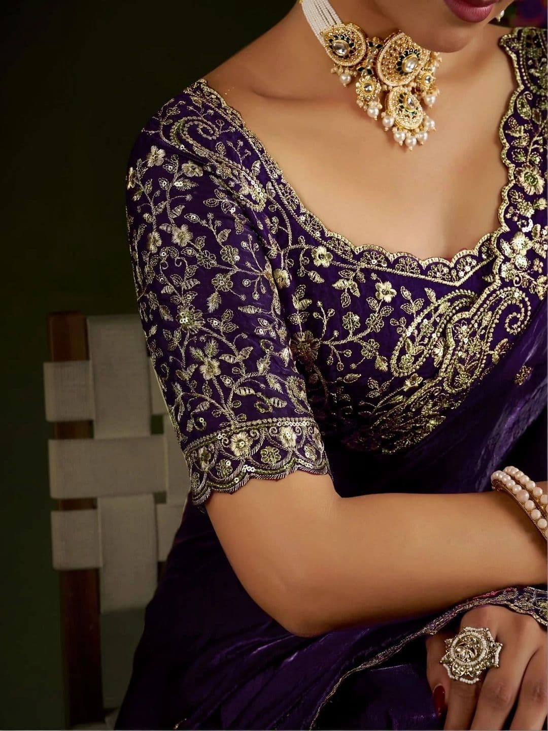 ANJAVI FASHION Women Floral Embroidered Heavy Work Saree thumbnail 4