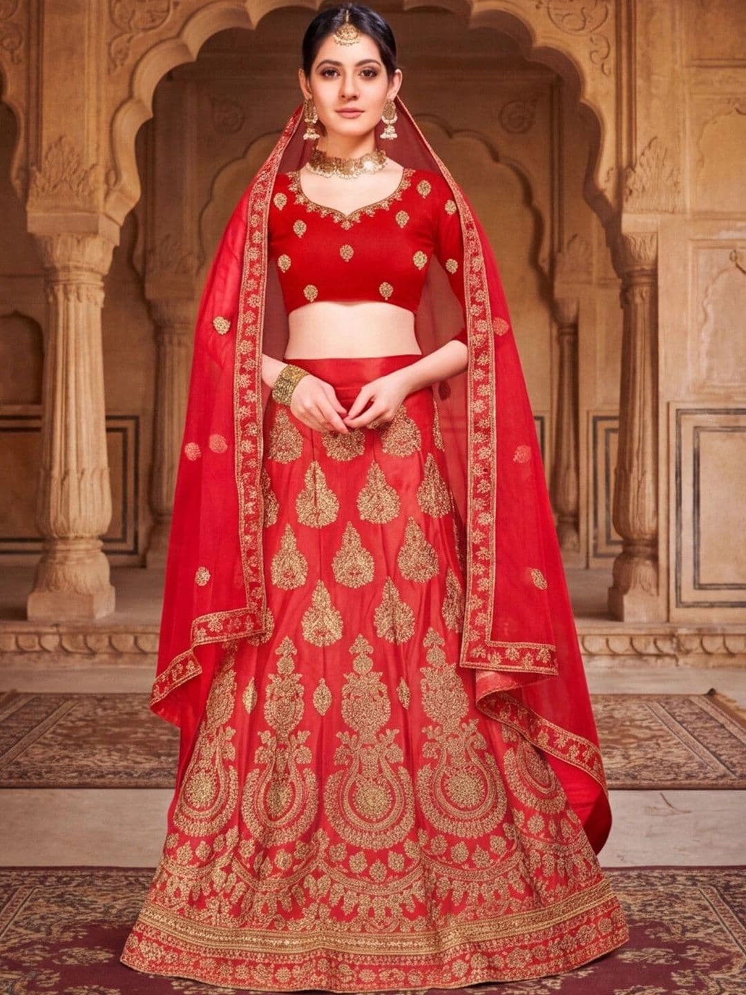 Anouk Rustic Embroidered Semi-Stitched Lehenga & Unstitched Blouse With Dupatta thumbnail 5