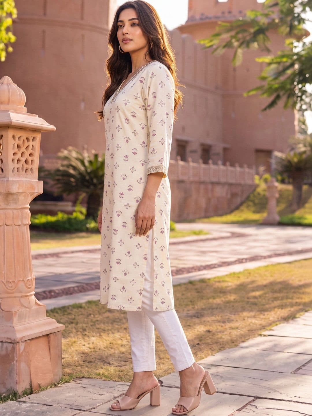 Rangita Women Ethnic Motifs Printed Thread Work Kurta thumbnail 4