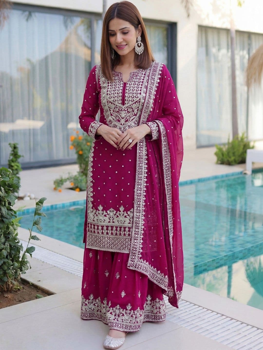 Anouk Women Ethnic Motifs Embroidered Regular Kurta with Sharara & With Dupatta thumbnail 4