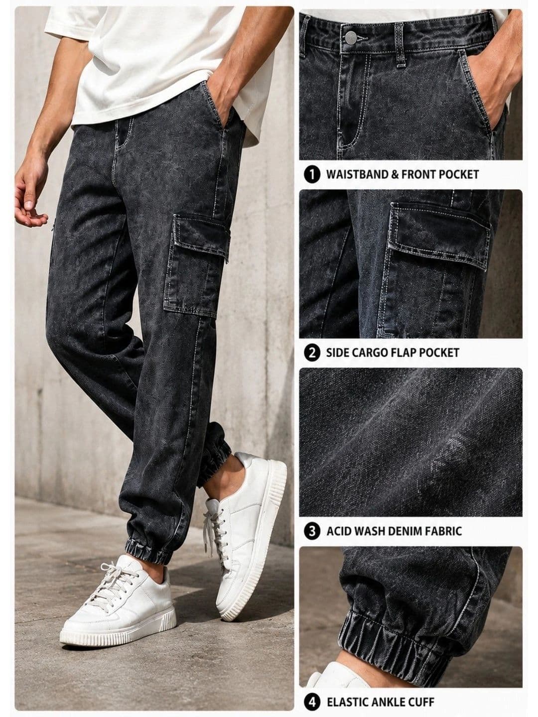 styhub Men Relaxed Fit Mid-Rise Acid Wash Jeans thumbnail 2