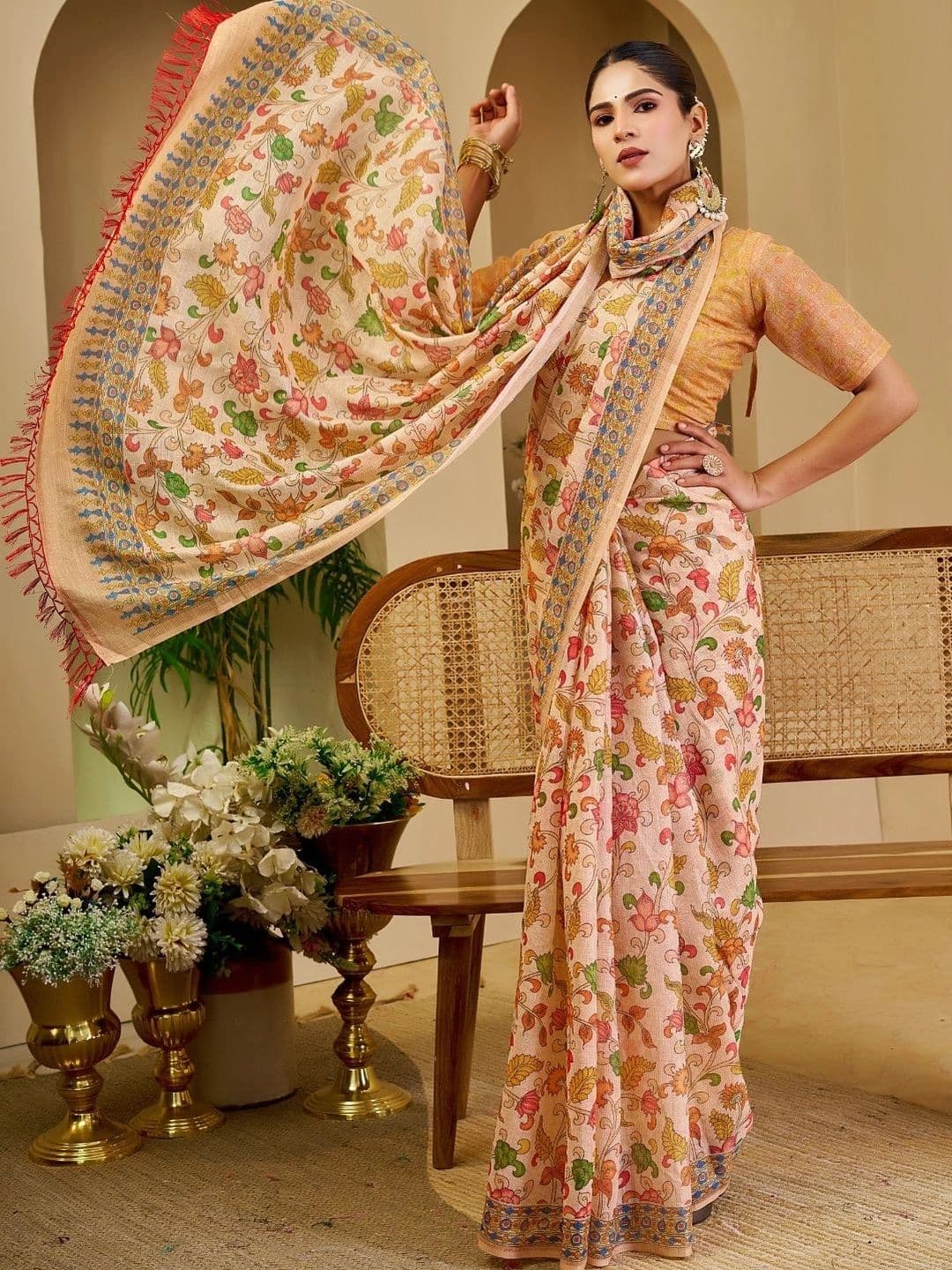 ZAMUNA Floral Tissue Designer Bhagalpuri Saree - view 1