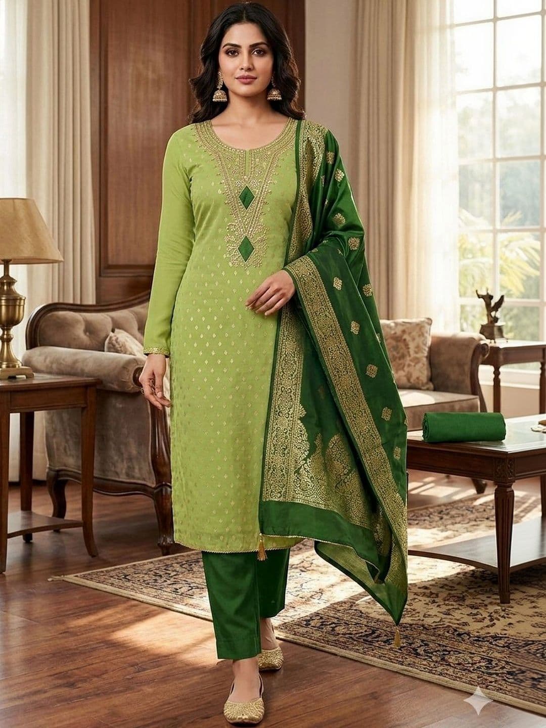 TAVAS Embroidered Unstitched Dress Material - view 1