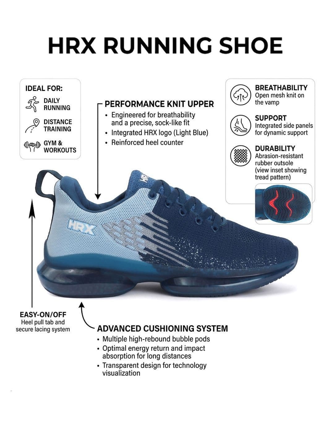 HRX by Hrithik Roshan Men Textile Running Shoes thumbnail 3