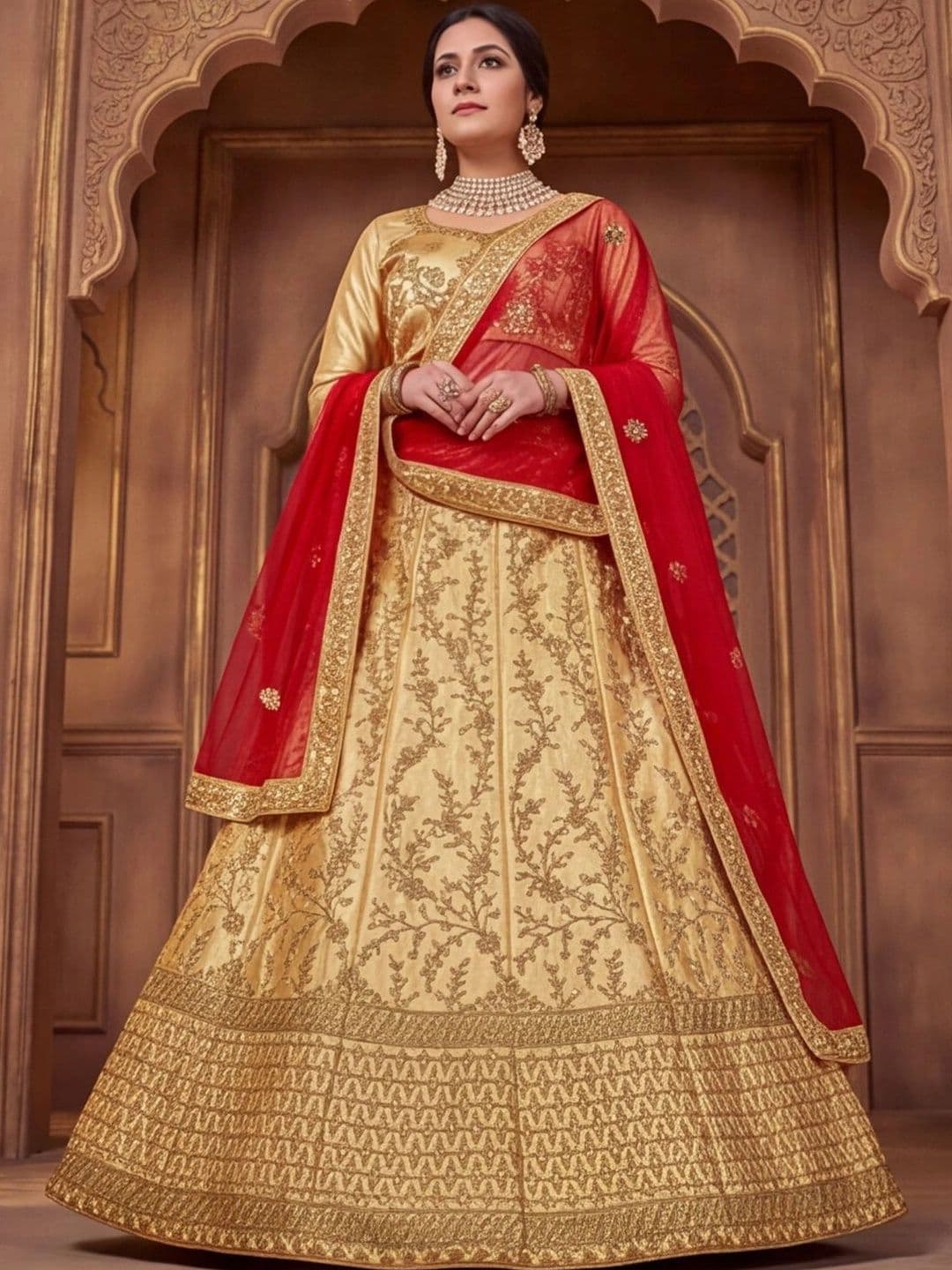 Anouk Rustic Embroidered Semi-Stitched Lehenga & Unstitched Blouse With Dupatta thumbnail 5