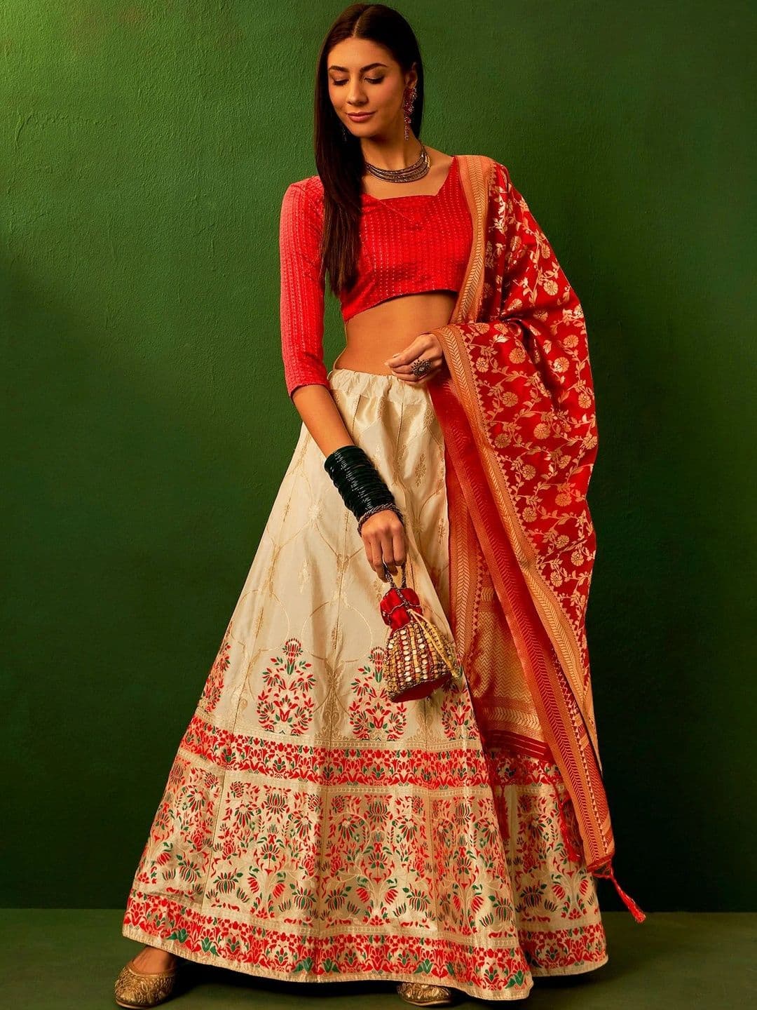 Anouk Rustic Semi-Stitched Lehenga & Unstitched Blouse With Dupatta thumbnail 4