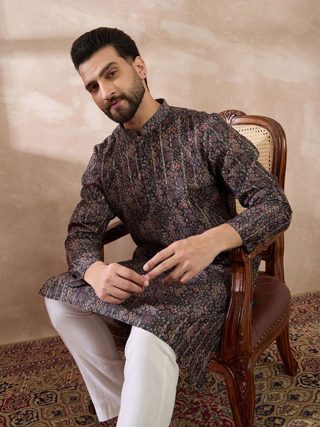 Ethnic Bay Men Ethnic Motifs Printed Summer Sheers Kurta thumbnail 6