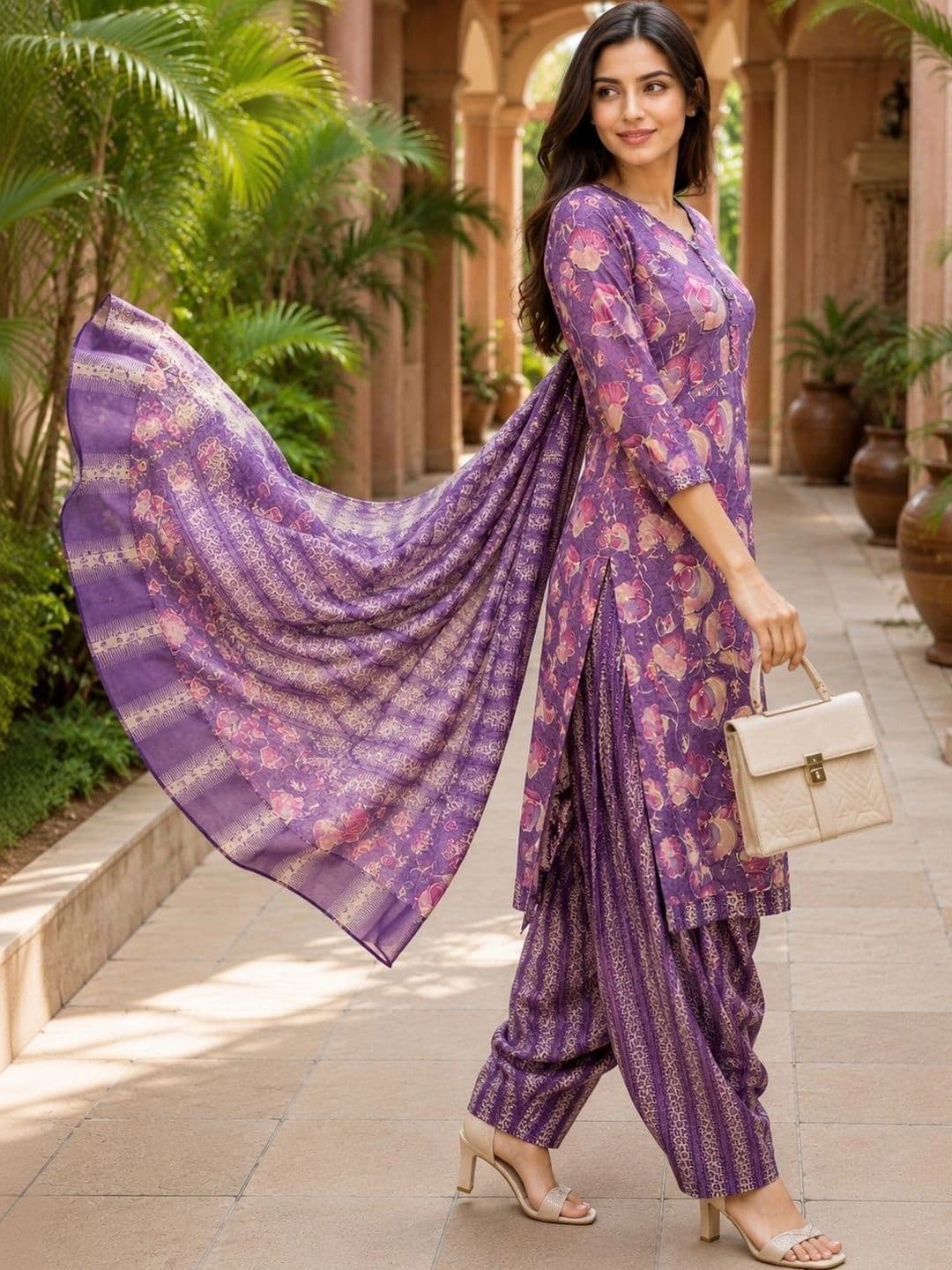Moda Rapido Women Floral Printed Regular Kurta with Patiala & With Dupatta thumbnail 5