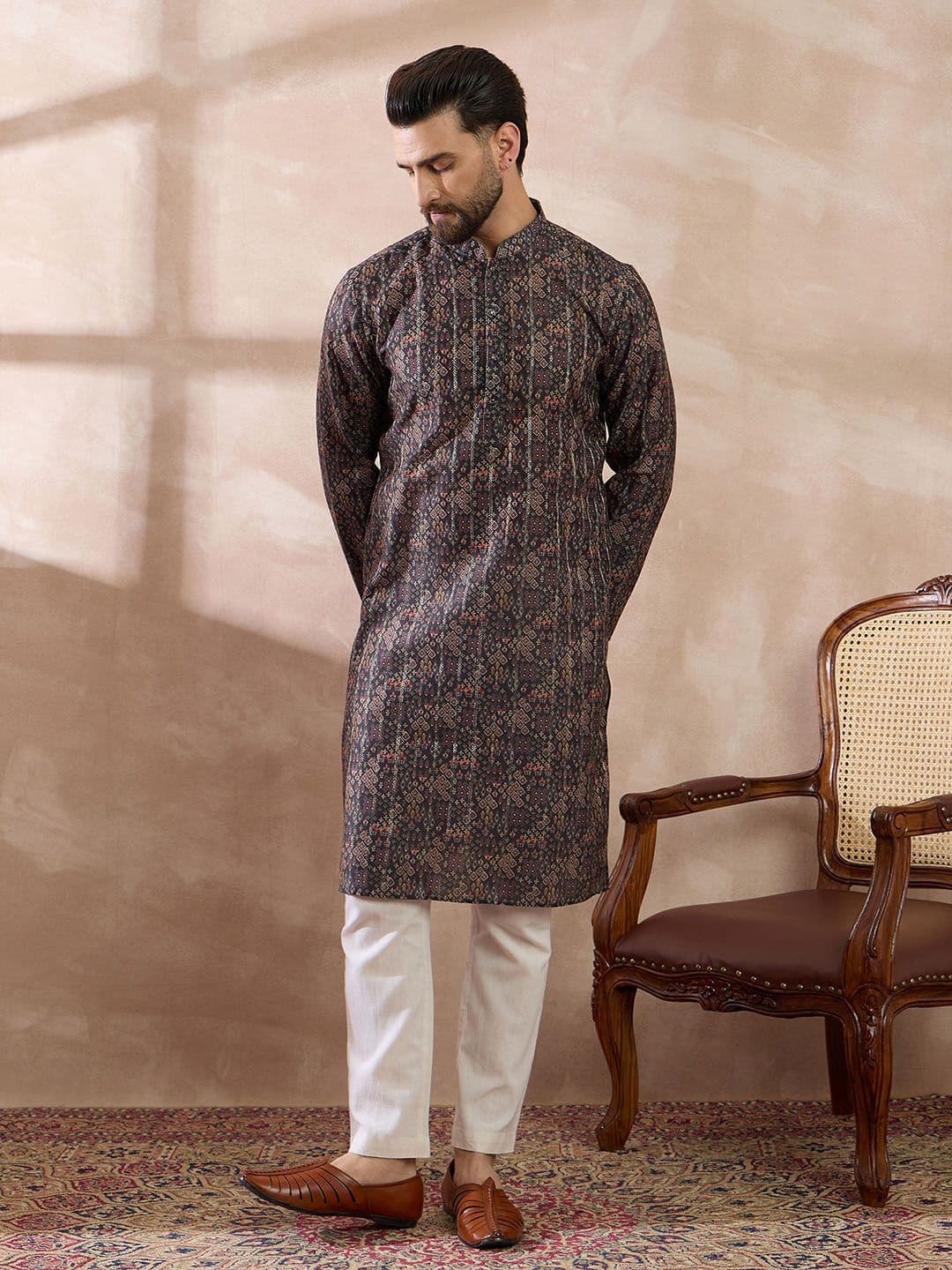 Ethnic Bay Men Ethnic Motifs Printed Summer Sheers Kurta thumbnail 2