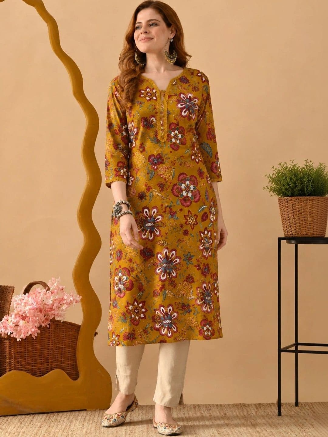 PHYSIL Women Floral Printed Floral Kurta thumbnail 4