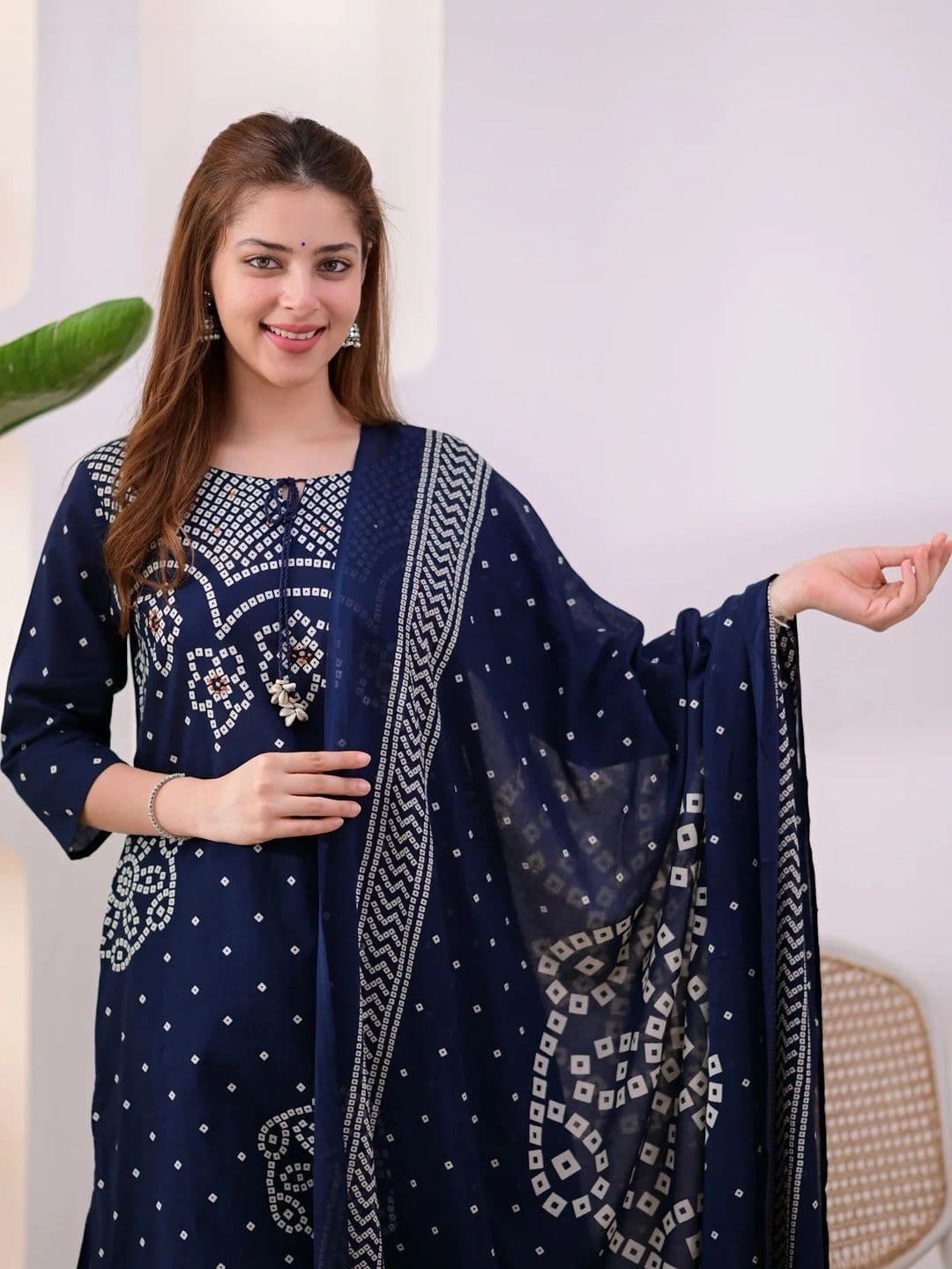 Sangria Women Ethnic Motifs Printed Regular Pure Cotton Kurta with Palazzos & With Dupatta thumbnail 6