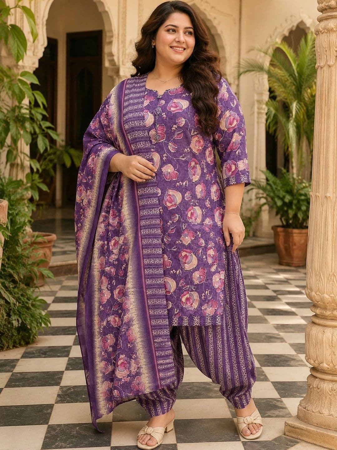 KALINI Women Floral Printed Regular Kurta with Patiala & With Dupatta - view 1