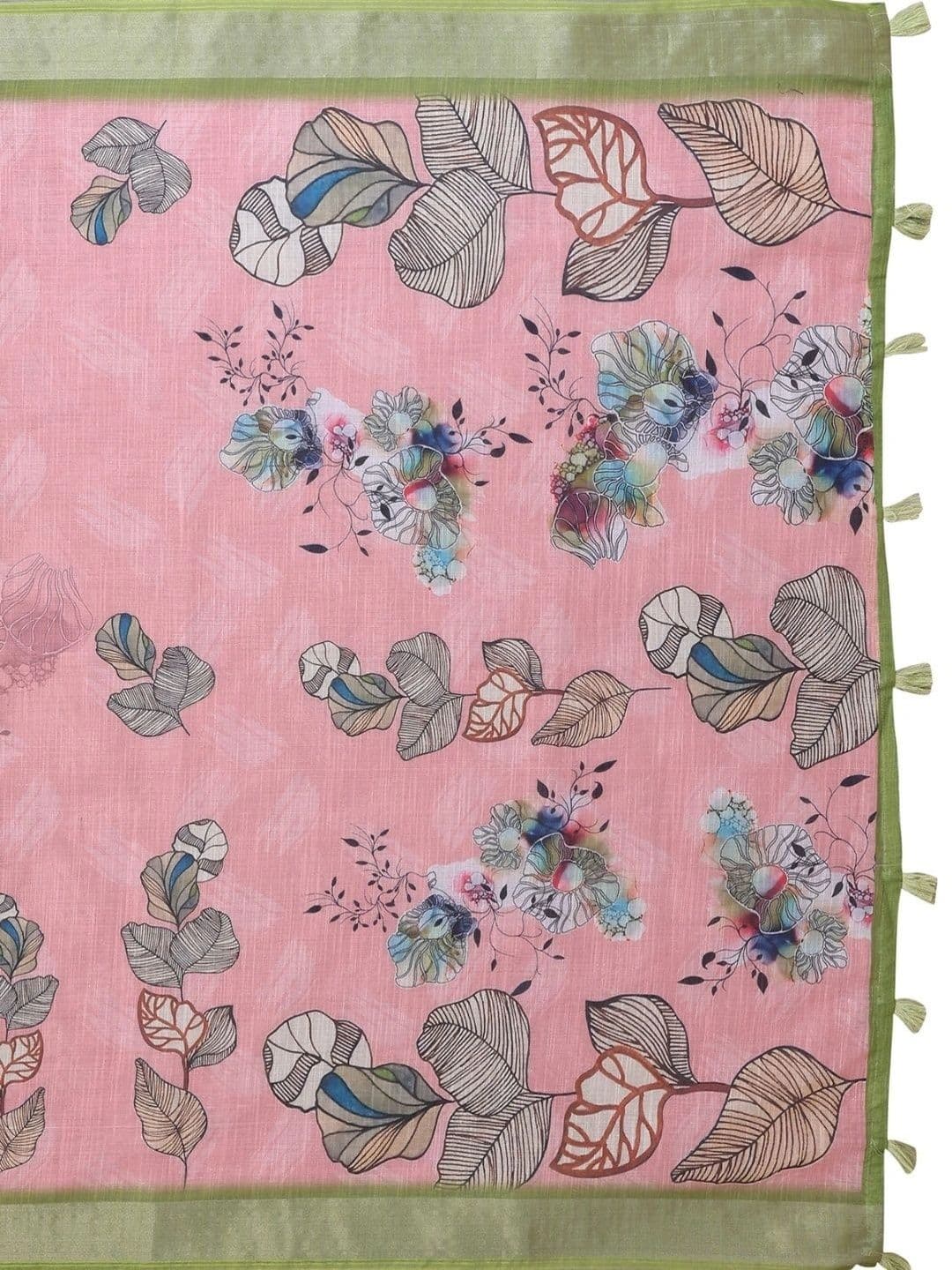 Kesarii Floral Linen Blend Saree thumbnail 2