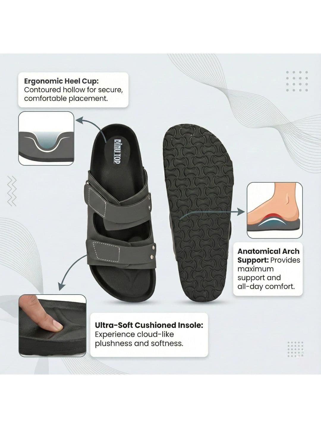 BINUTOP Men Comfort Sandals thumbnail 6